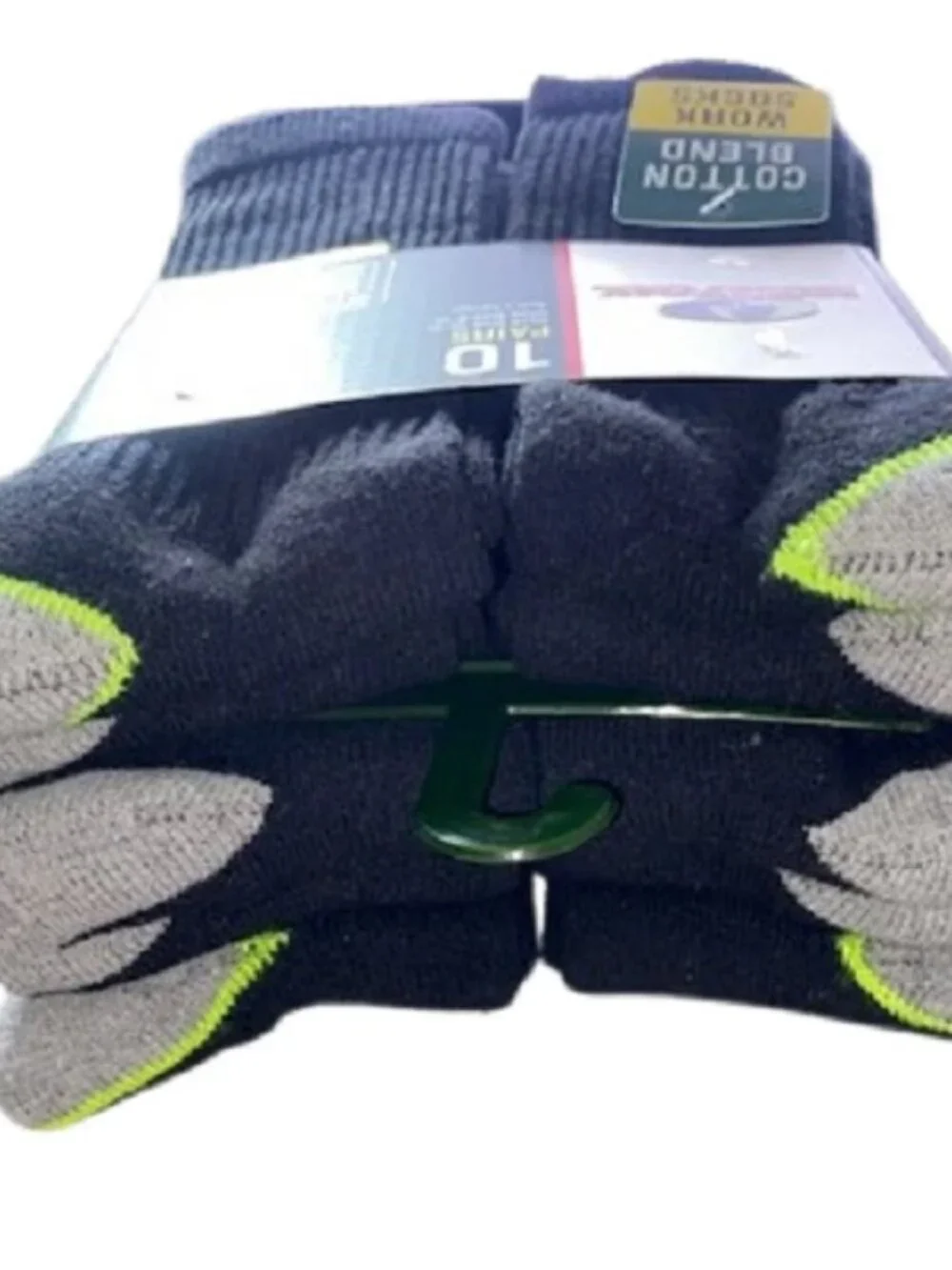 Mossy Oak 10 Pair Men's Work Socks, Black Crew Socks Full Cushion, Cotton Blend
